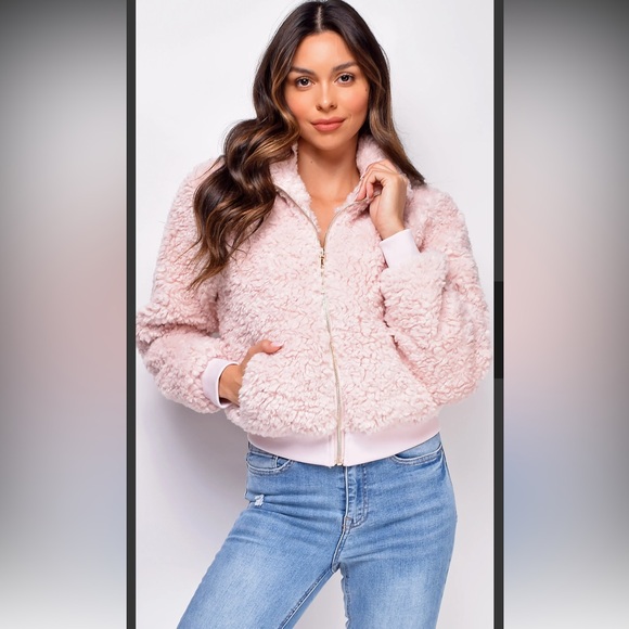 Celebrity Fashion by Hera Collection Sherpa Pink Jacket - Picture 2 of 16